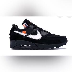 Nike Air Max 90 Men’s Black, White & Orange Low-Top Athletic Sneakers